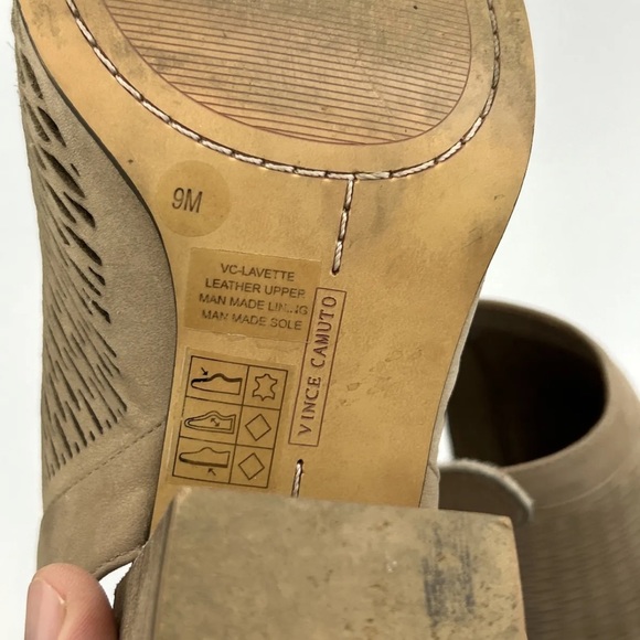 Vince Camuto VC-Lavette Brown Leather Open Toe Chunky Heel Slingbacks Womens 9M - Picture 5 of 10